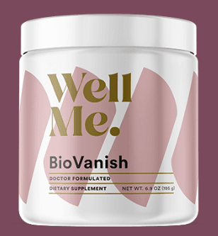 WellMe BioVanish cocoa-flavored dietary supplement jar