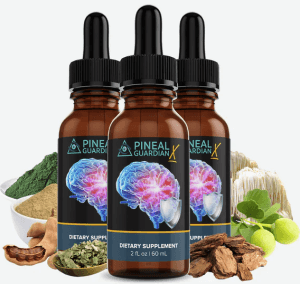 Pineal Guardian X liquid supplement bottles