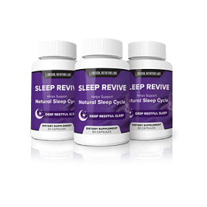 Three Sleep Revive supplement bottles from Critical Nutrition Labs
