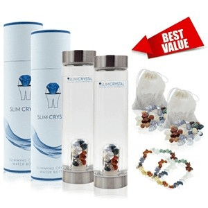 SlimCrystal water bottles with visible crystals inside