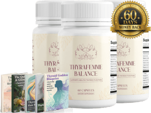 Thyrafemme Balance thyroid support bottles with bonus digital guides