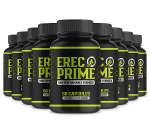 ErecPrime men's wellness supplement bottles
